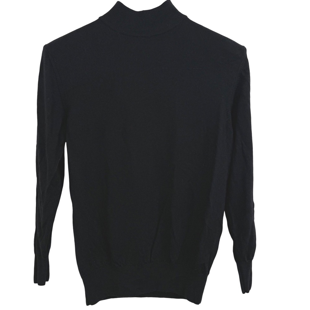 L&F Italy Women Petite Medium Sweater 100 Merino Wool Black Pullover Luxury Knit